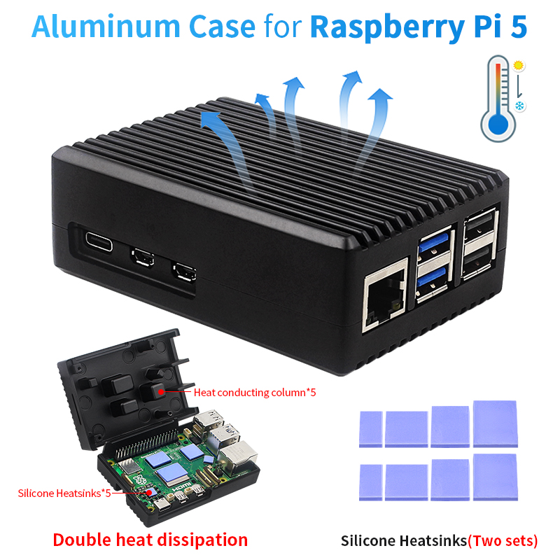 Raspberry Pi 5 8Gb Kit - Raspberry Pi 5 Aluminium Alloy Case