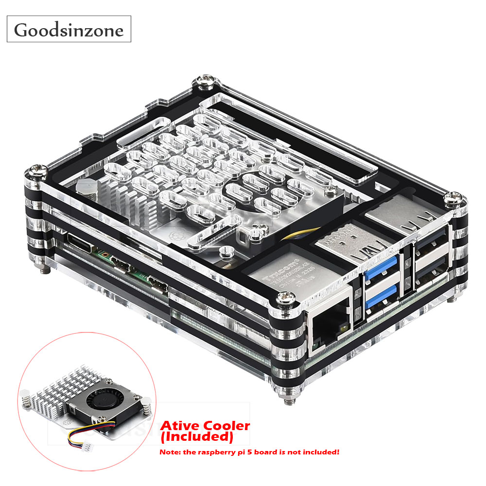 Acrylic Case with Active Coole - Raspberry Pi 5 8Gb Kit 评论和价格